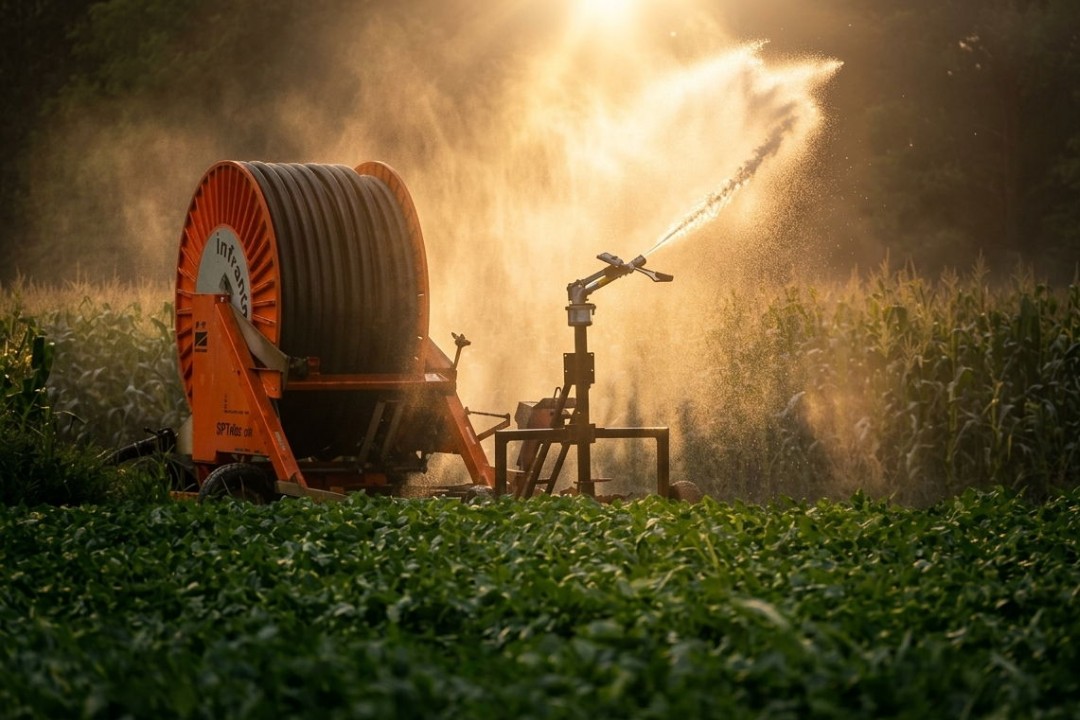 Rotolone irrigatore moderno con getto d'acqua